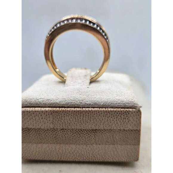 14kt Gold Plated 925 Ring  Pink Gemstones & Small Clear Stones Size 7 - Picture 4 of 6